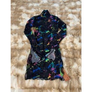 Colorful see through dress long sleeves